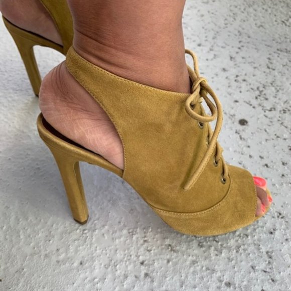 DVF Lace-Up Suede Slingback Heeled Booties on Sale - Picture 8 of 8